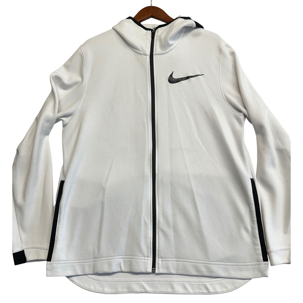 Nike Basketball Dri-FIT Showtime Full Zip Hoodie White Black 858447-100 Mens XL